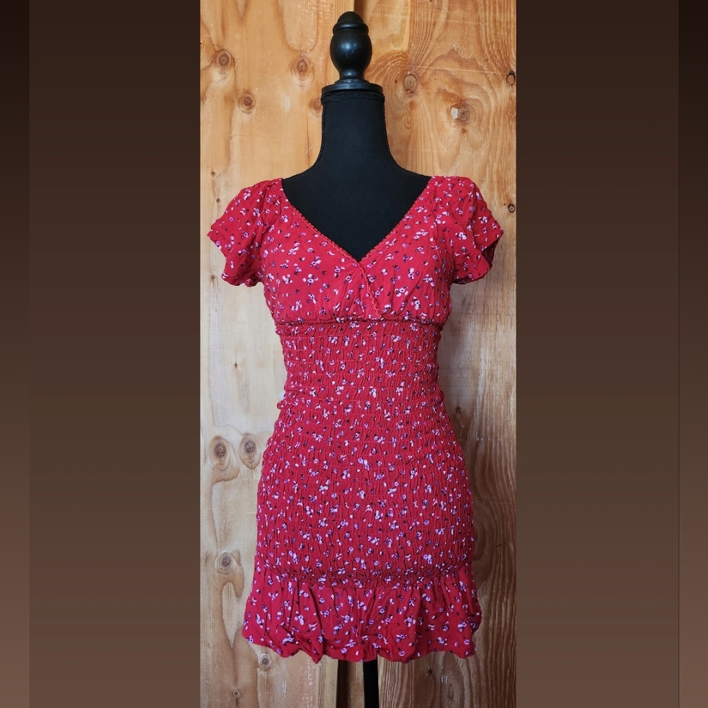 No Boundaries Red and White Ruffled Bodycon Mini Dress BUY1 GET1 FREE
